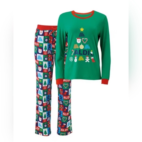 ALDI GEAR 2024 CHRISTMAS Aldi Tree Women's XL 2pc Cotton Blend Pajama Set Ltd Ed - Picture 6 of 8